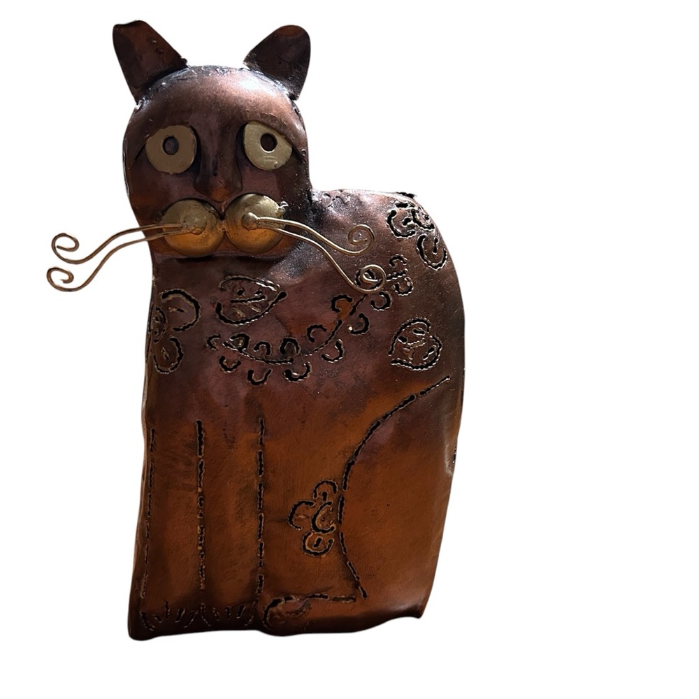 Metal Copper Tone Cat Art Deco Candle Holder table lantern for Tealight - Picture 2 of 13
